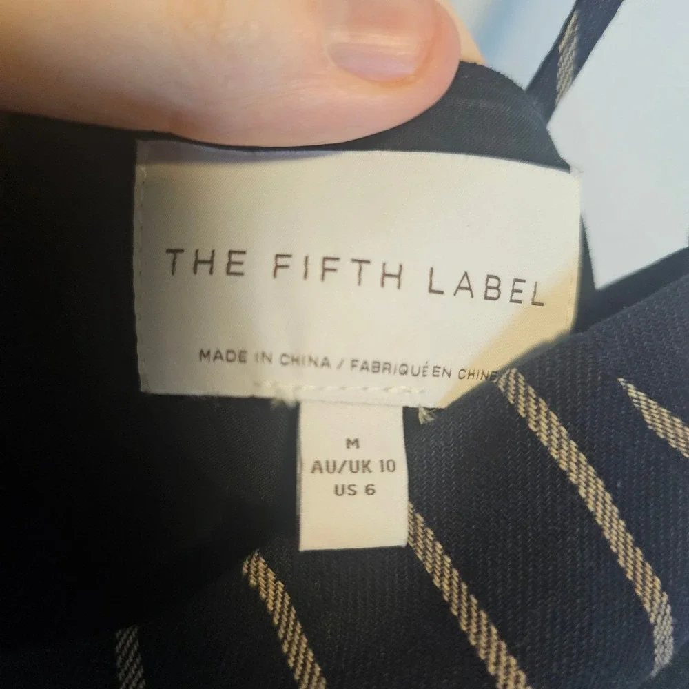 The Fifth Label Striped Tie Back Cami Crop Top US 6 Black Sleeveless Cute Medium - Picture 3 of 6